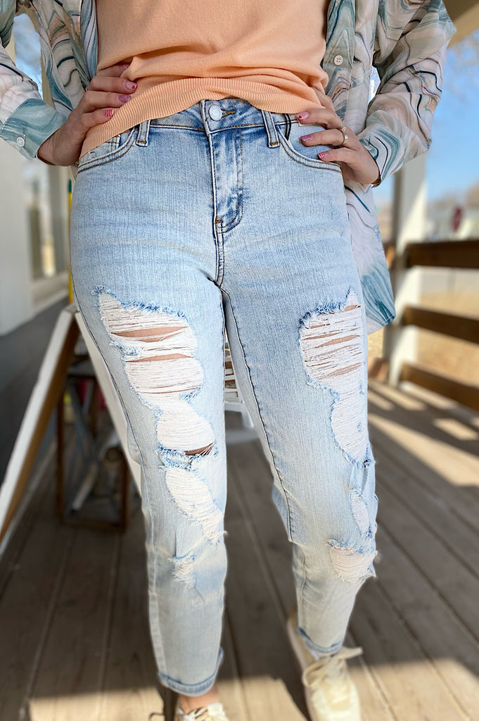 Jordyn Judy Blue Light Wash Boyfriend Denim