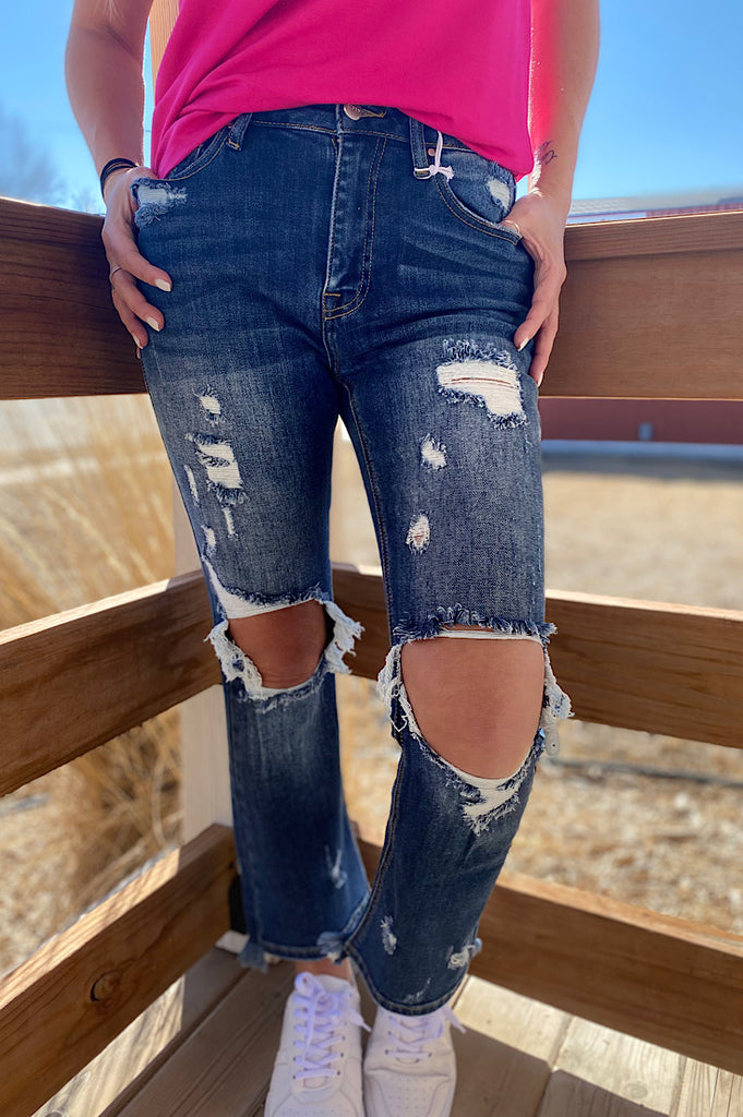 Addyson Risen Distressed Straight Leg Denim