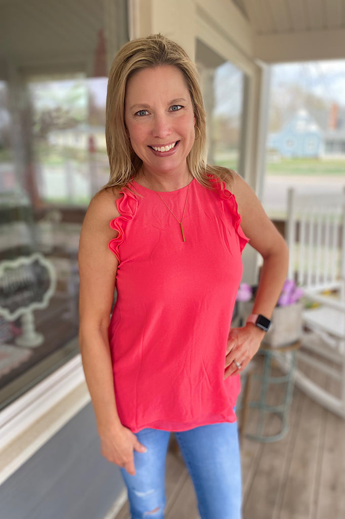 Emmie Ruffle High Neck Cami {2 colors}