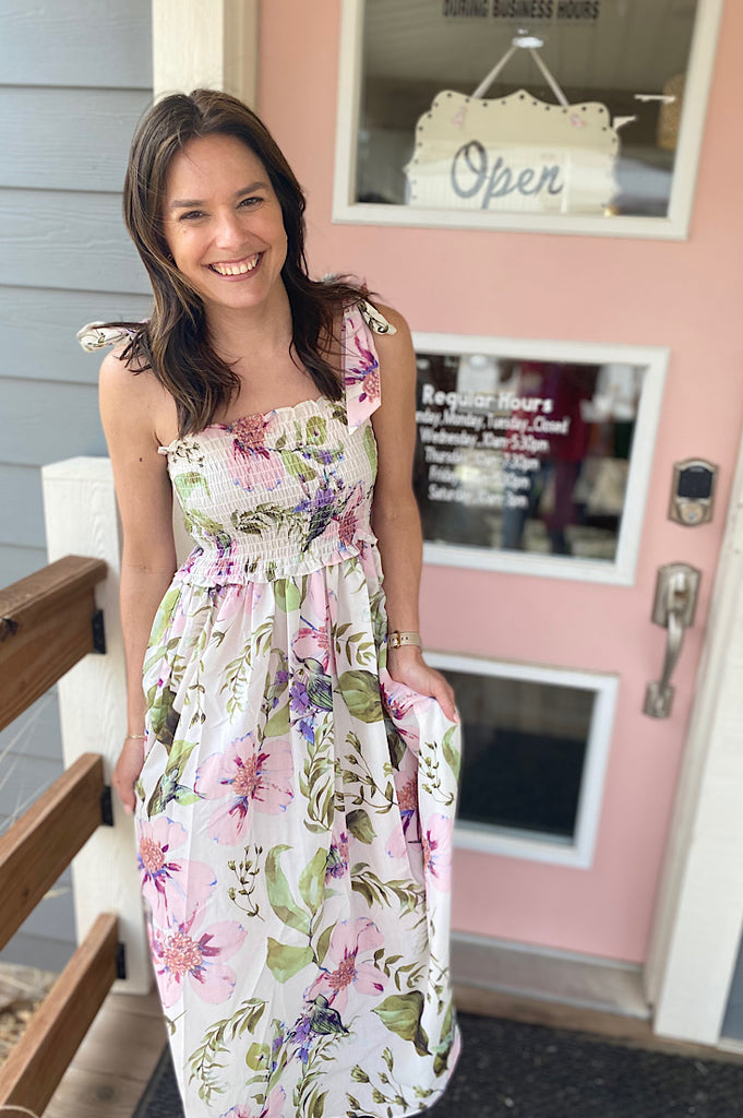 Everlee Ivory Floral Print Maxi Dress