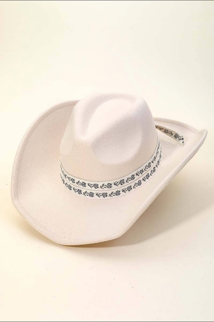 Ivory Cowgirl Hat with Floral Band