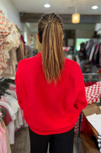 Red Nebraska Arch Mockneck Fleece