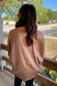 Lesley Toffee Satin Blouse