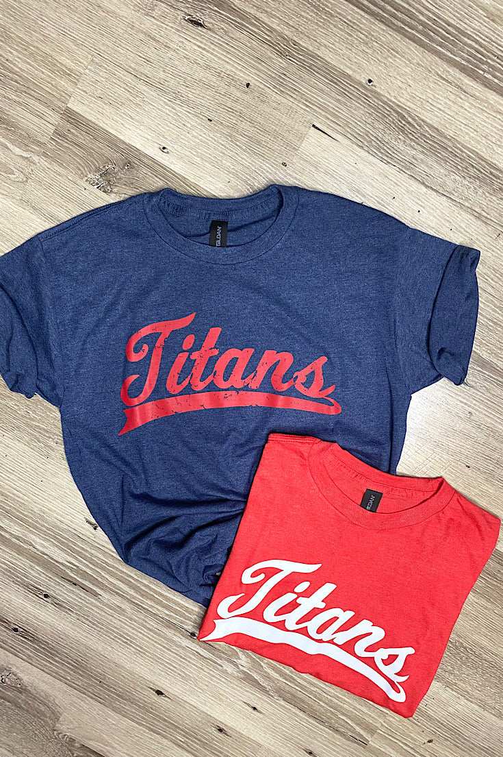 Youth Titans Script Tee-Red or Navy