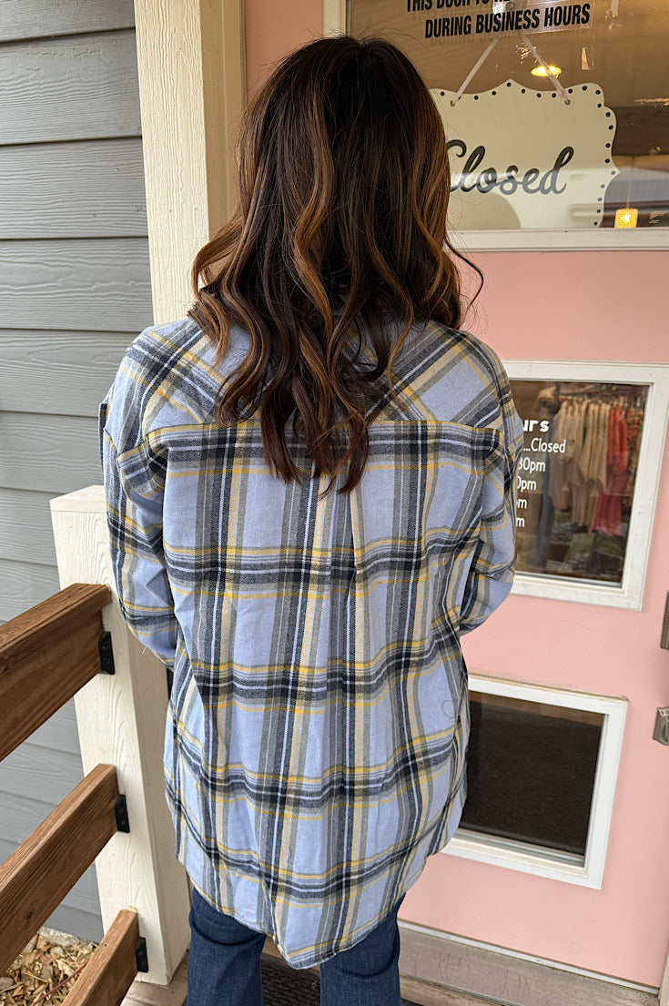 Daxton Blue Plaid Lightweight Shacket