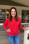 Delaney Washed Red Lace Trim Sweatshirt