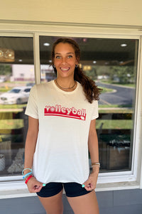 Volleyball Retro Stripe Ladies Tee