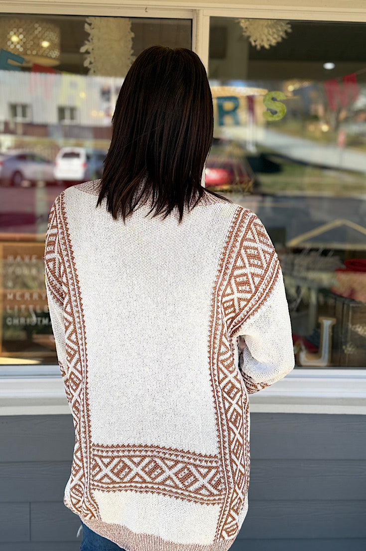 Cayden Rust Tribe Stripe Knit Cardigan