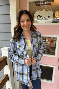 Daxton Blue Plaid Lightweight Shacket