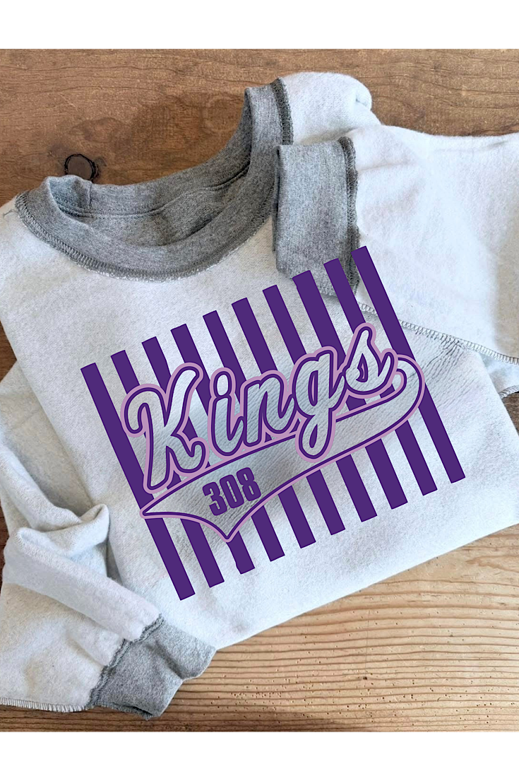 308 Kings Stripe Print Inside Out Fleece
