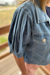 Jillian Short Puff Sleeve Denim Jacket