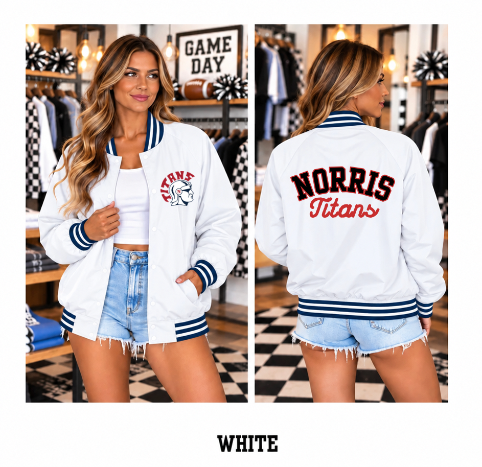 Norris Bomber Varsity Jacket {Navy or White}-Youth and Adult