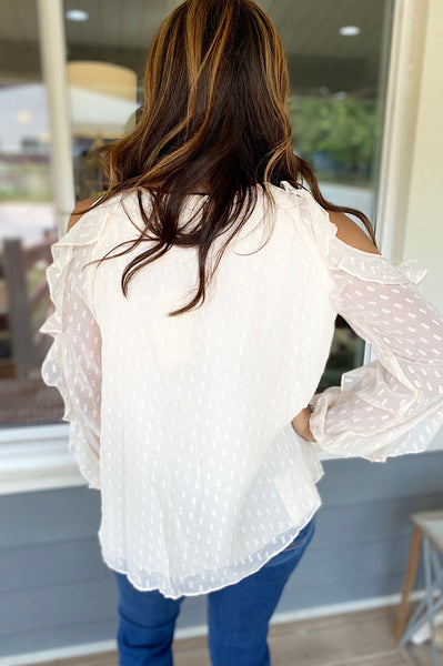 Leyna Cold Shoulder Ivory Blouse