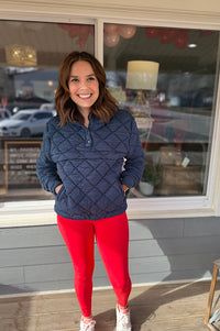 Nova Quilted Navy Pullover