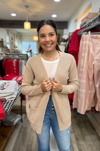 Shai Taupe Open Front Cardigan