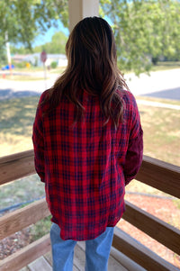 Jordan Red and Navy Plaid Button Down