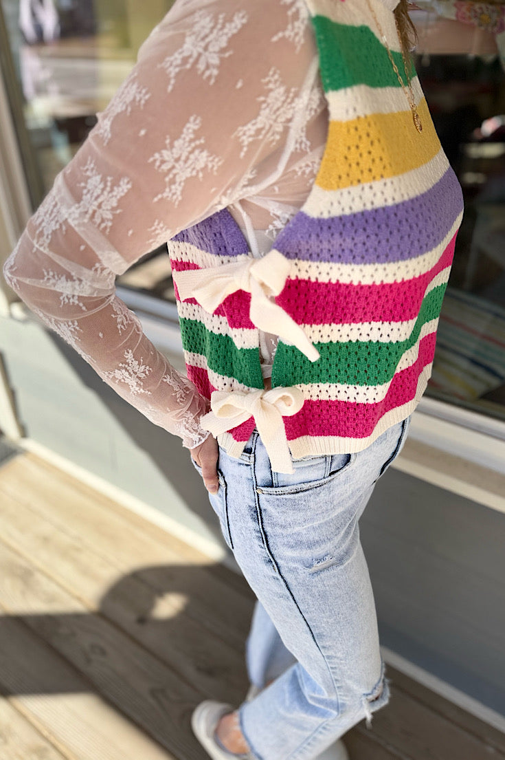 Blake Side Tie Colorblock Sweater Vest