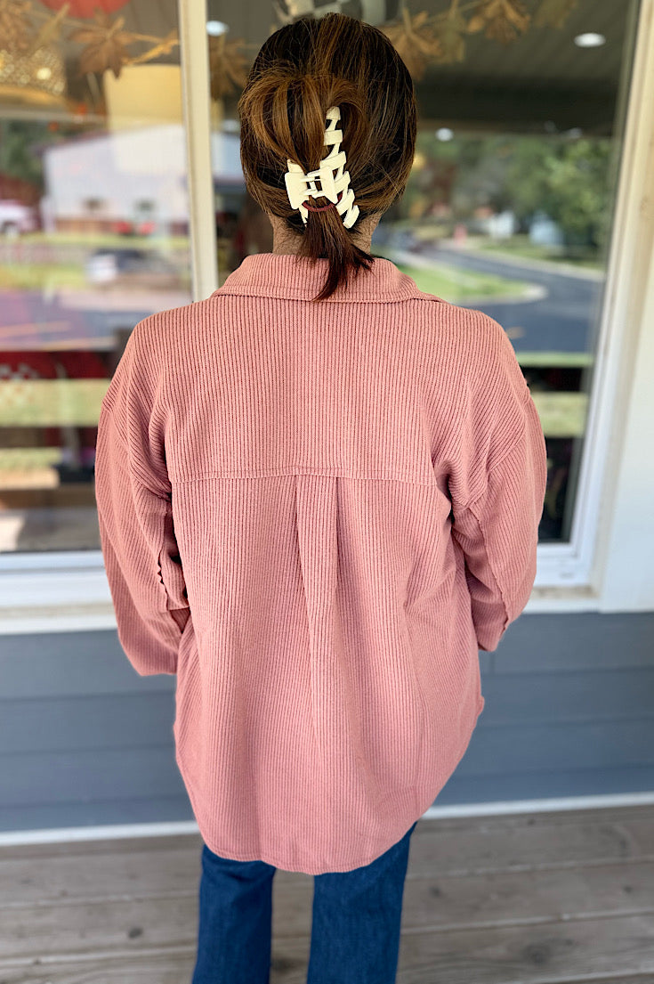Gunther Dusty Rose Corded Shacket