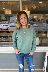 Genny Pine Green Burnout Waist Length Sweatshirt
