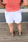 Stevie White Frayed Hem Denim Shorts