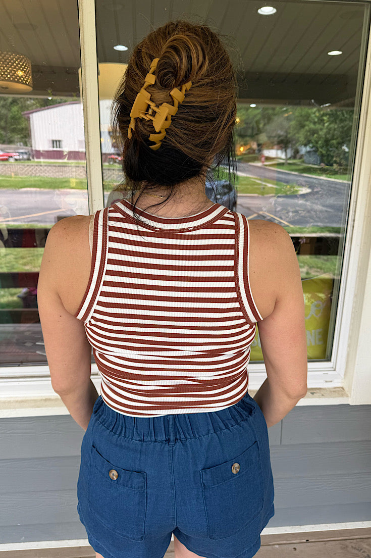 Marnie Rust Stripe Ribbed Tank
