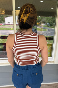 Marnie Rust Stripe Ribbed Tank