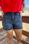 Jules Judy Blue Hi Waist Double Button Shorts