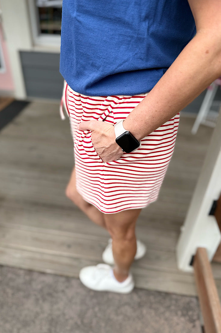 Frankie Red Stripe Comfy Shorts