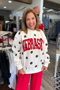 Black Polka Dot Nebraska Mockneck Sweatshirt