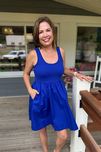 Charlotte Bright Blue Mixed Media Dress