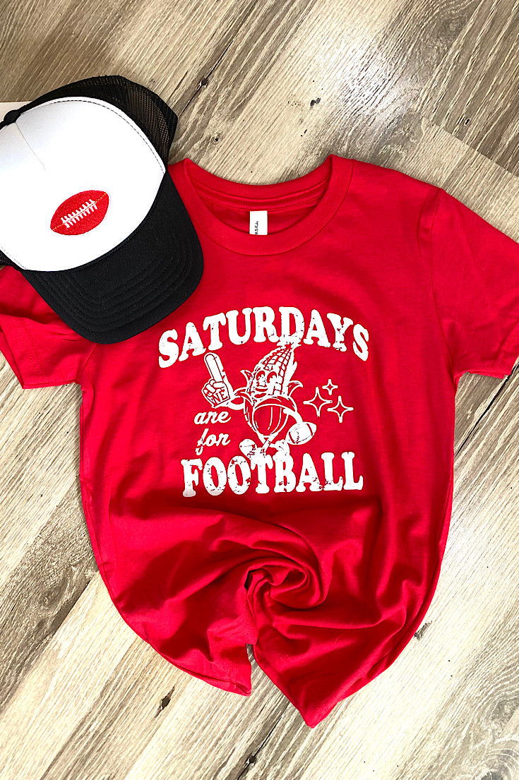 Saturdays are for Football Youth Red Tee