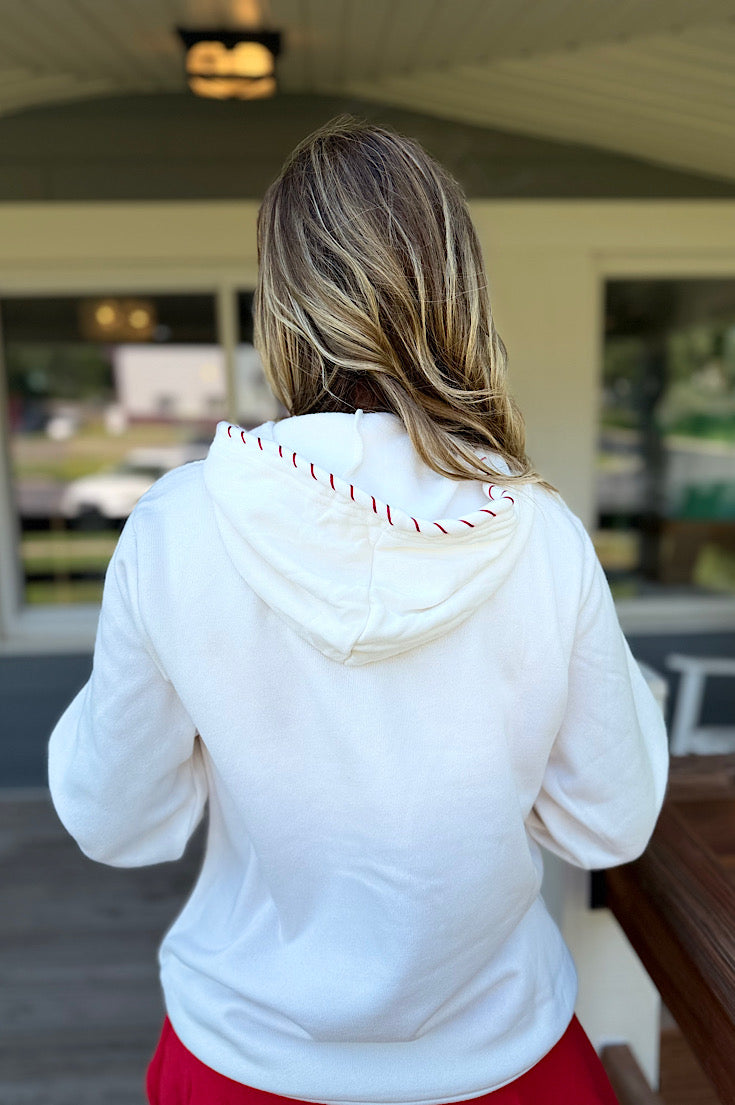 Game Day Vintage White Whip Stitch Hoodie