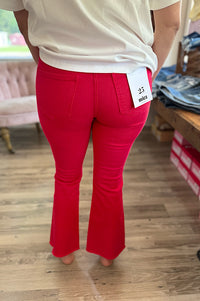 Jordy True Red Ankle Flare Denim