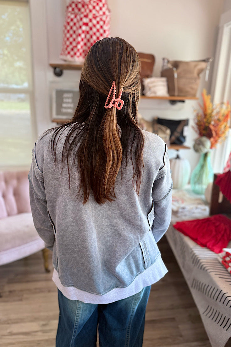 Norah Ash Jade Fleece Washed Pullover
