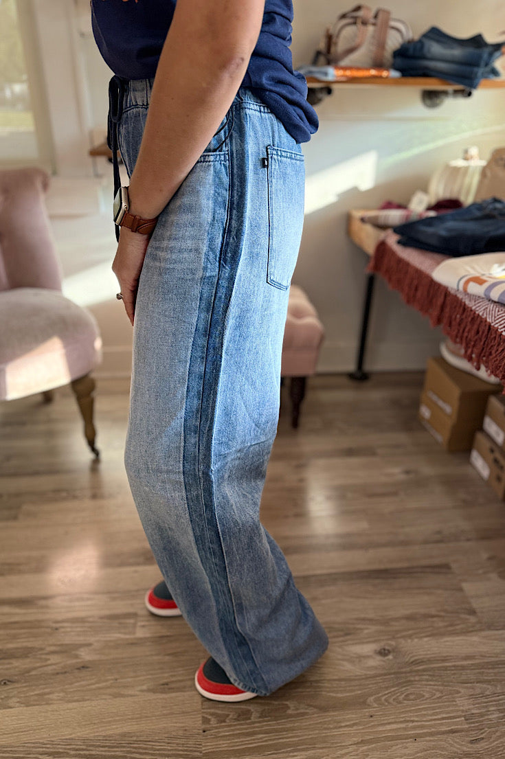 Jayleen Judy Blue Elastic Waist Straight Leg Denim