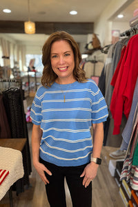 Rayne Blue Stripe Short Sleeve Knit Top