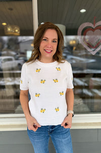 Paisley Floral Embroidered Ivory Sweater