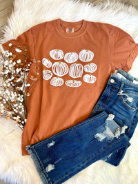 Whimsical Pumpkins on Rust CC Tee