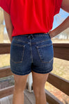 Jules Judy Blue Hi Waist Double Button Shorts