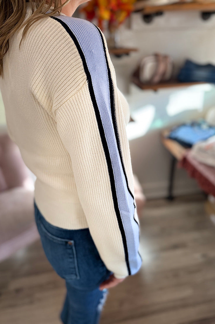 Jason Stripe Sleeve Sweater