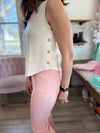 Lori Side Button Oatmeal Tank