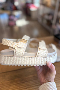 Devlin Double Strap Raffia Platform Sandals
