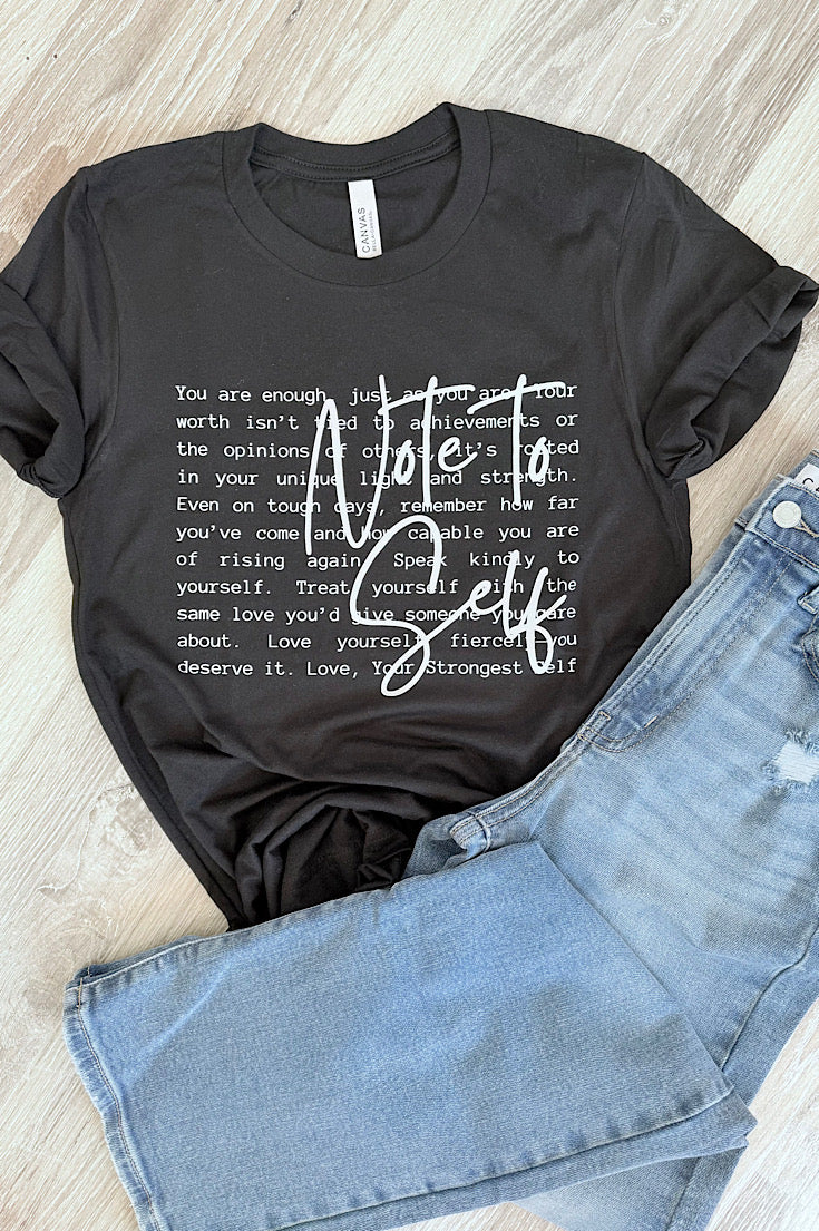 Note To Self Black Short Sleeve Tee