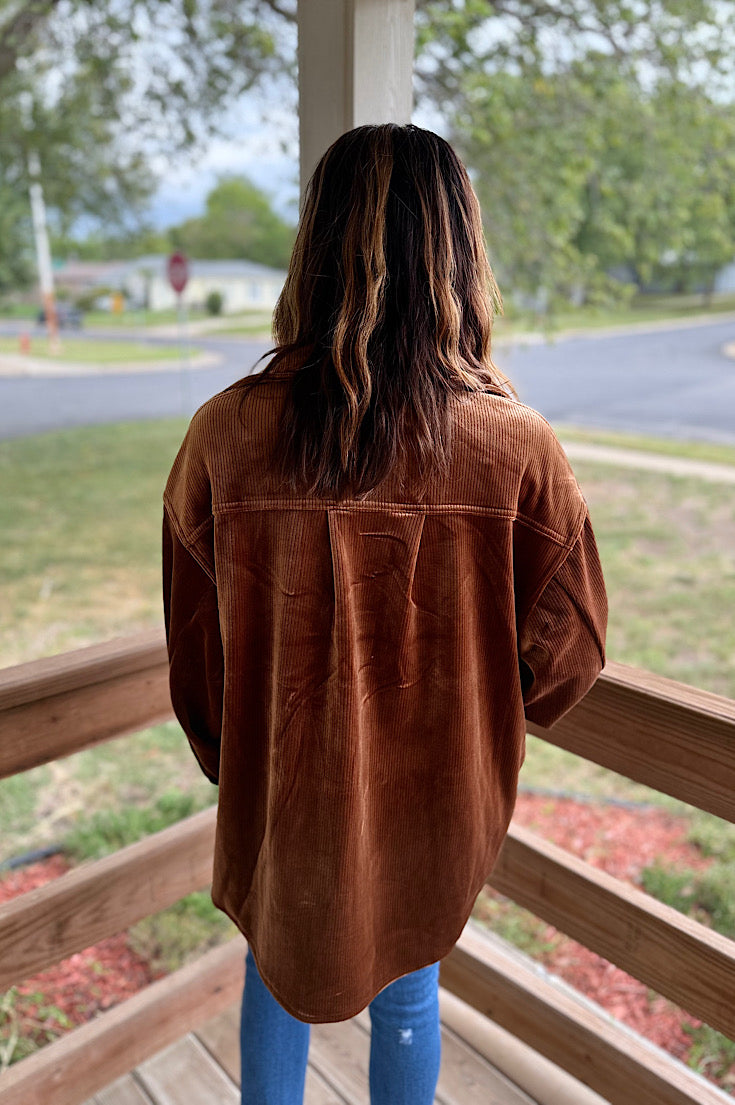 Lennox Cinnamon Ribbed Shacket