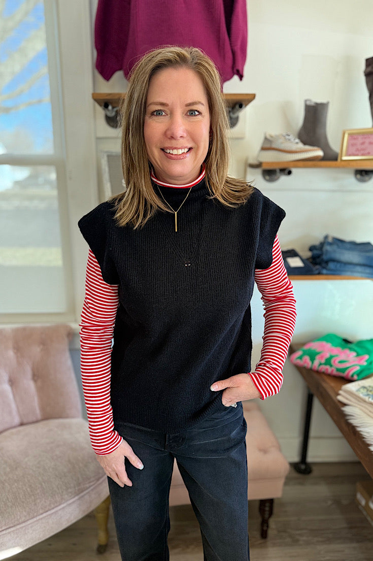 Vera Black Sweater Vest Top