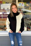 Sloane Black and Ivory Colorblock Sweater