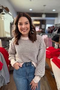 Abigail So Soft Ivory & Black Sweater