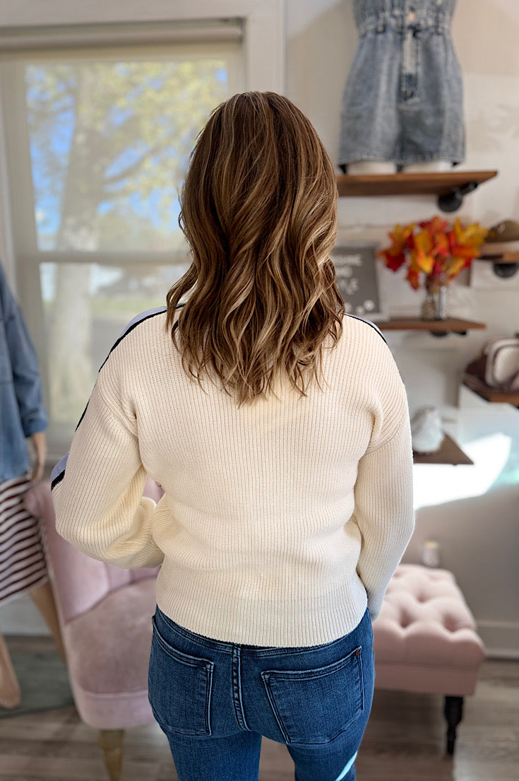 Jason Stripe Sleeve Sweater