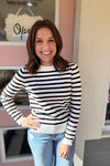 Sami White and Black Stripe Lightweight Sweater