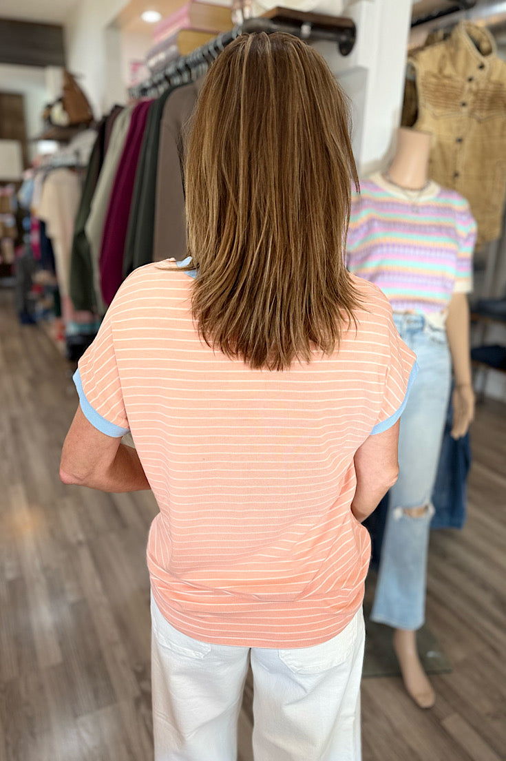 Mila Color Trimmed Striped Top